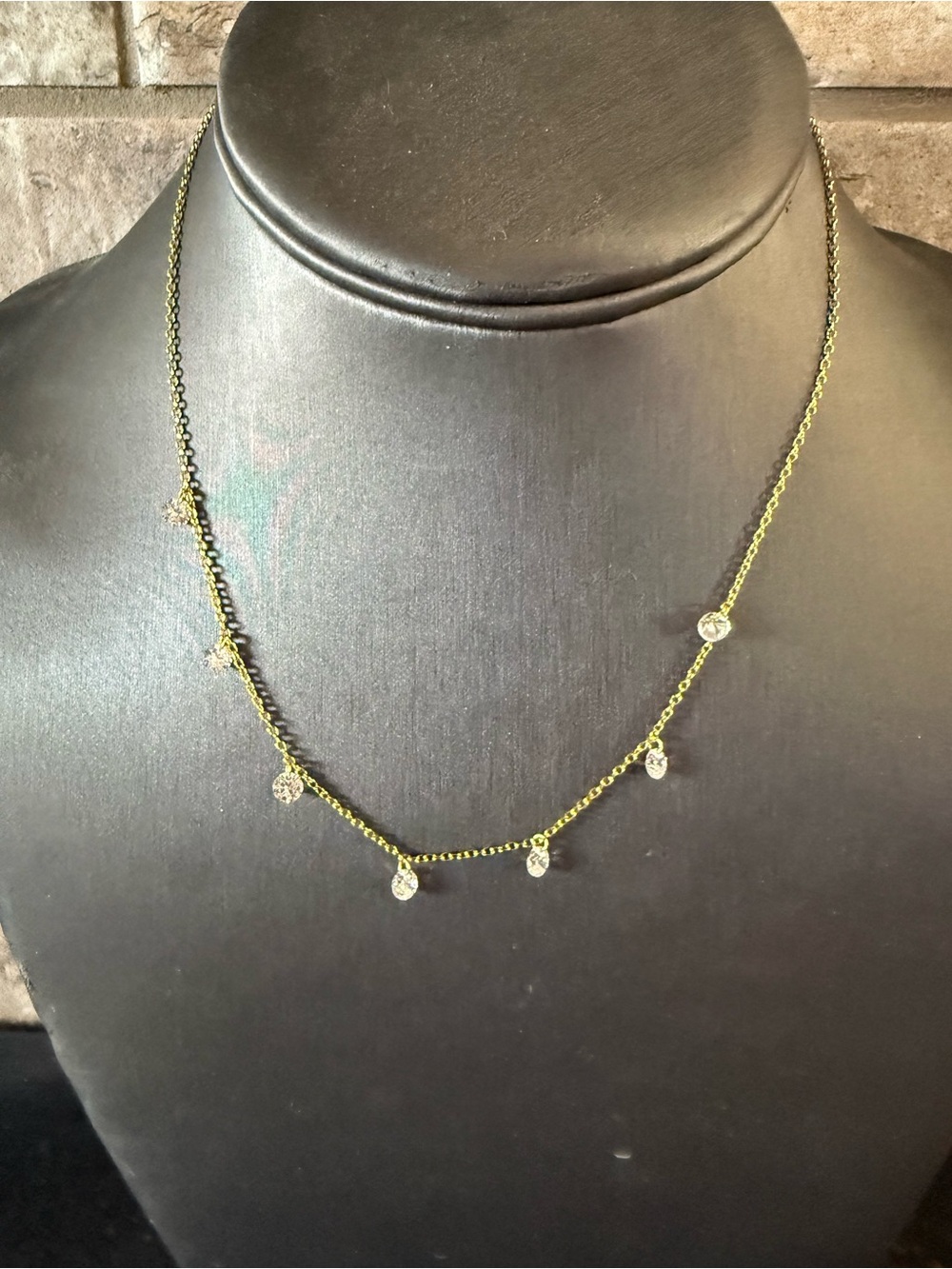 Freida Rothman Vault Delicate Gold Teardrop Station Necklace 16-18 in